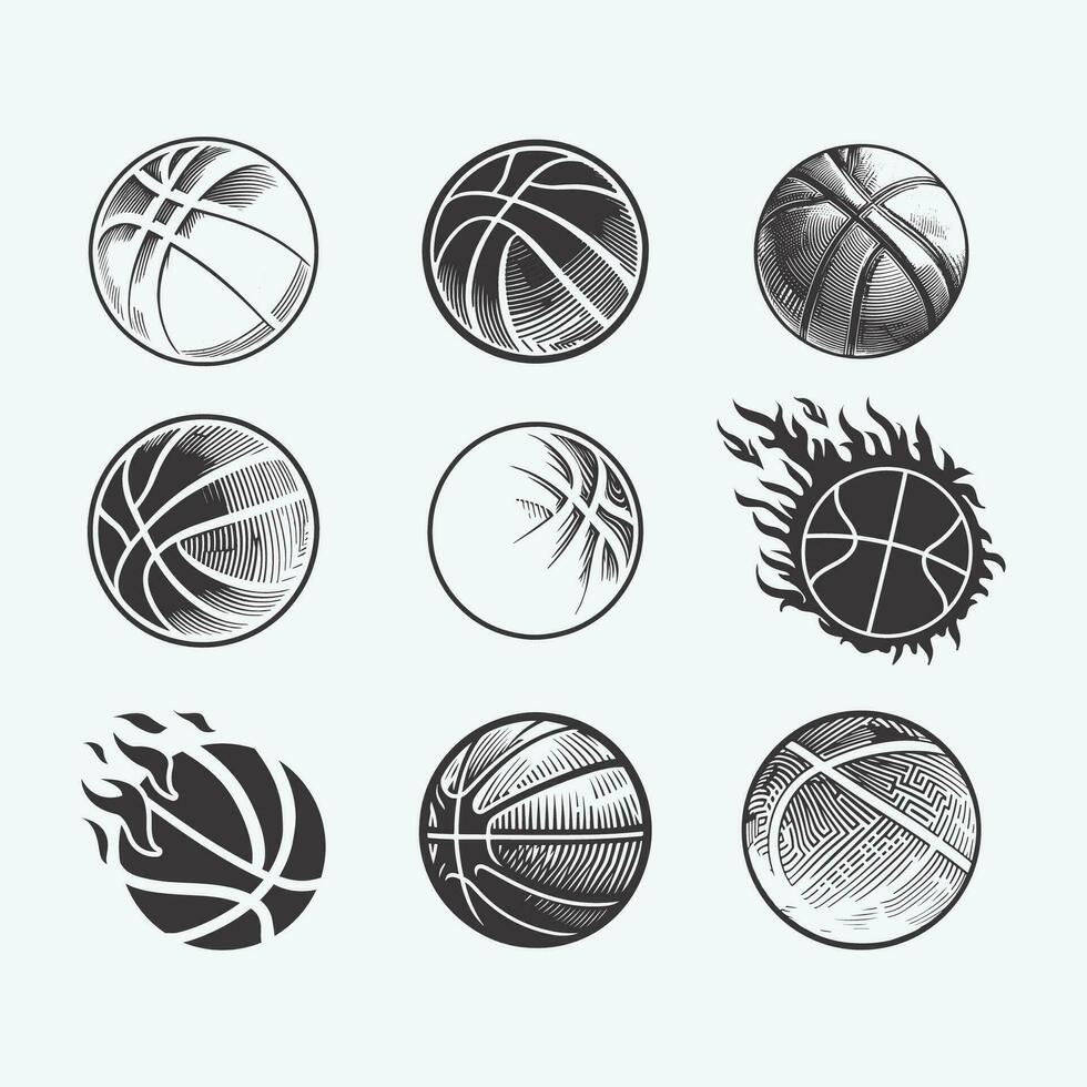 basketboll vektor bunt för skriva ut, basketboll ikon uppsättning, basketboll vektor illustration, silhuett vektor konst.