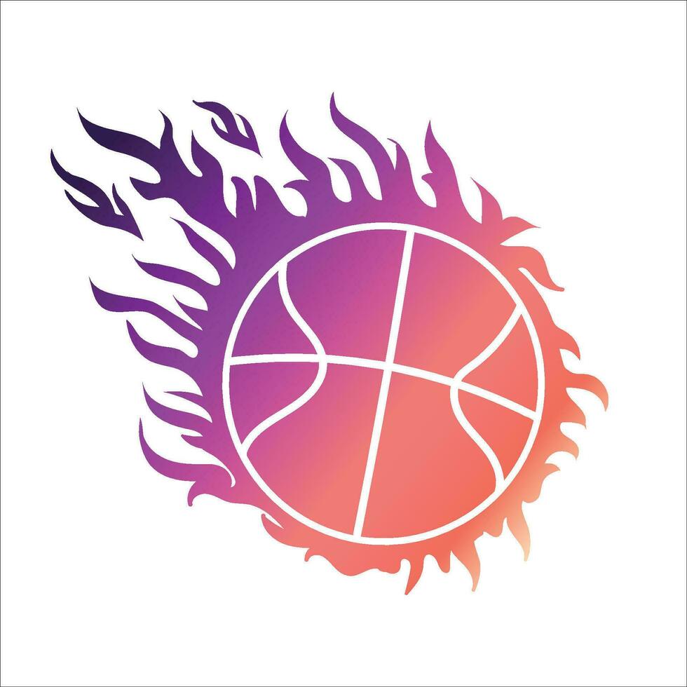 Basketball Vektor mit Feuer zum drucken, Basketball Symbol, Basketball Vektor Illustration, Basketball mit Gradient Farbe