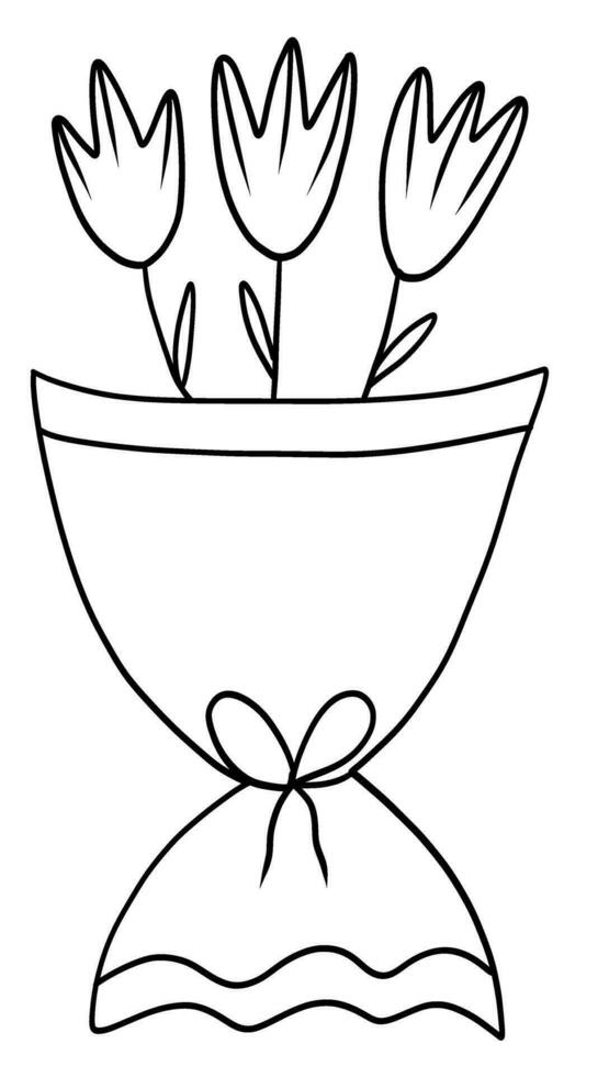 Strauß mit Blumen im Gekritzel Stil vektor