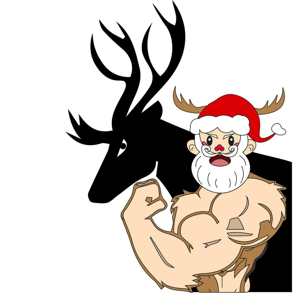 Santa's Illustration zeigt an ein muskulös Arm mit das Seele von ein Rentier vektor