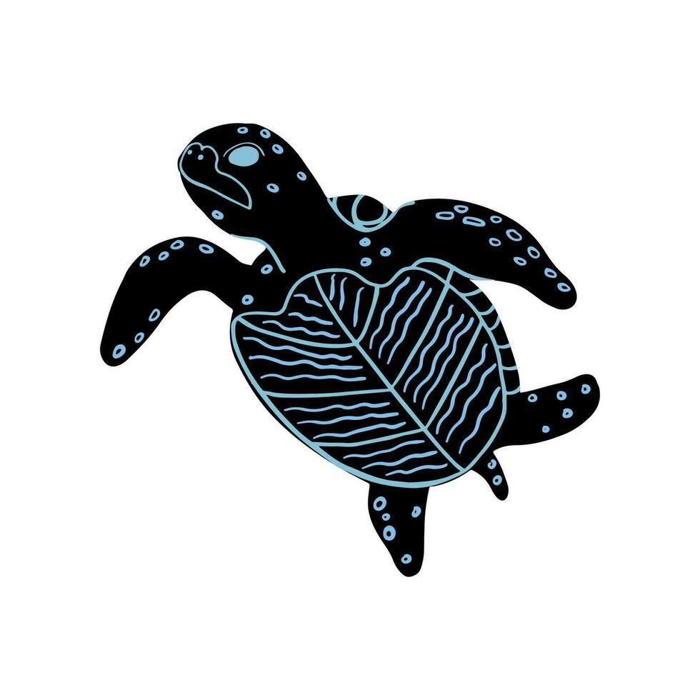 Meer Schildkröte Schwimmen Silhouette. schwarz und Weiß Vektor Illustration von ein Schildkröte isoliert auf Weiß Hintergrund. Meer Leben Zeichnung. speichern das Ozean Konzept.