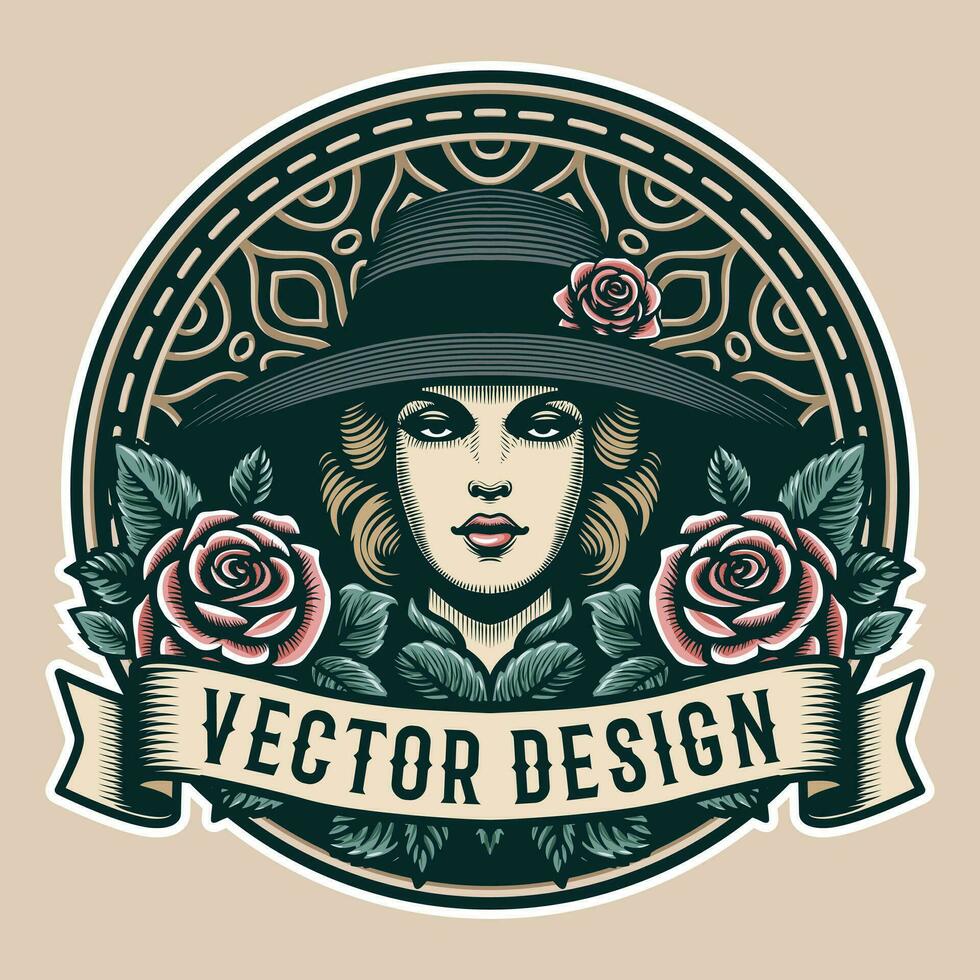 Dame mit Rosen Vektor Illustration