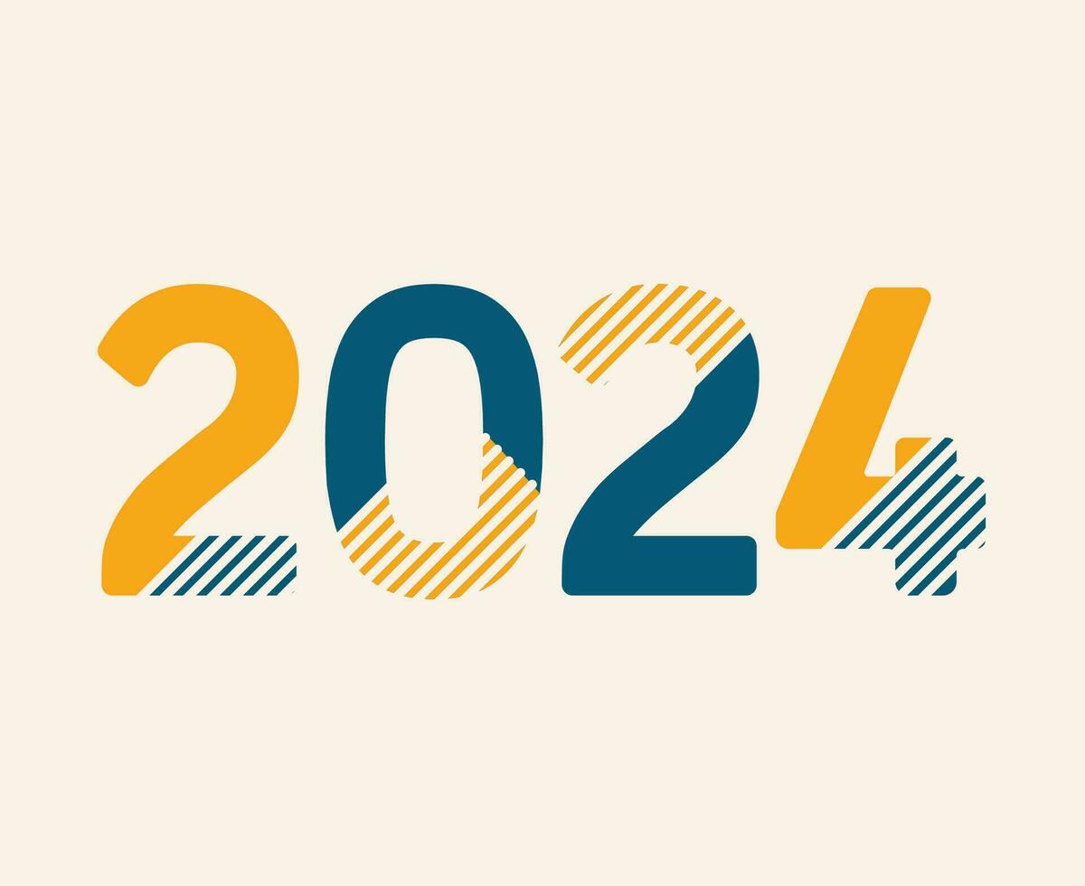 Lycklig ny år 2024 abstrakt grön och gul grafisk design vektor logotyp symbol illustration