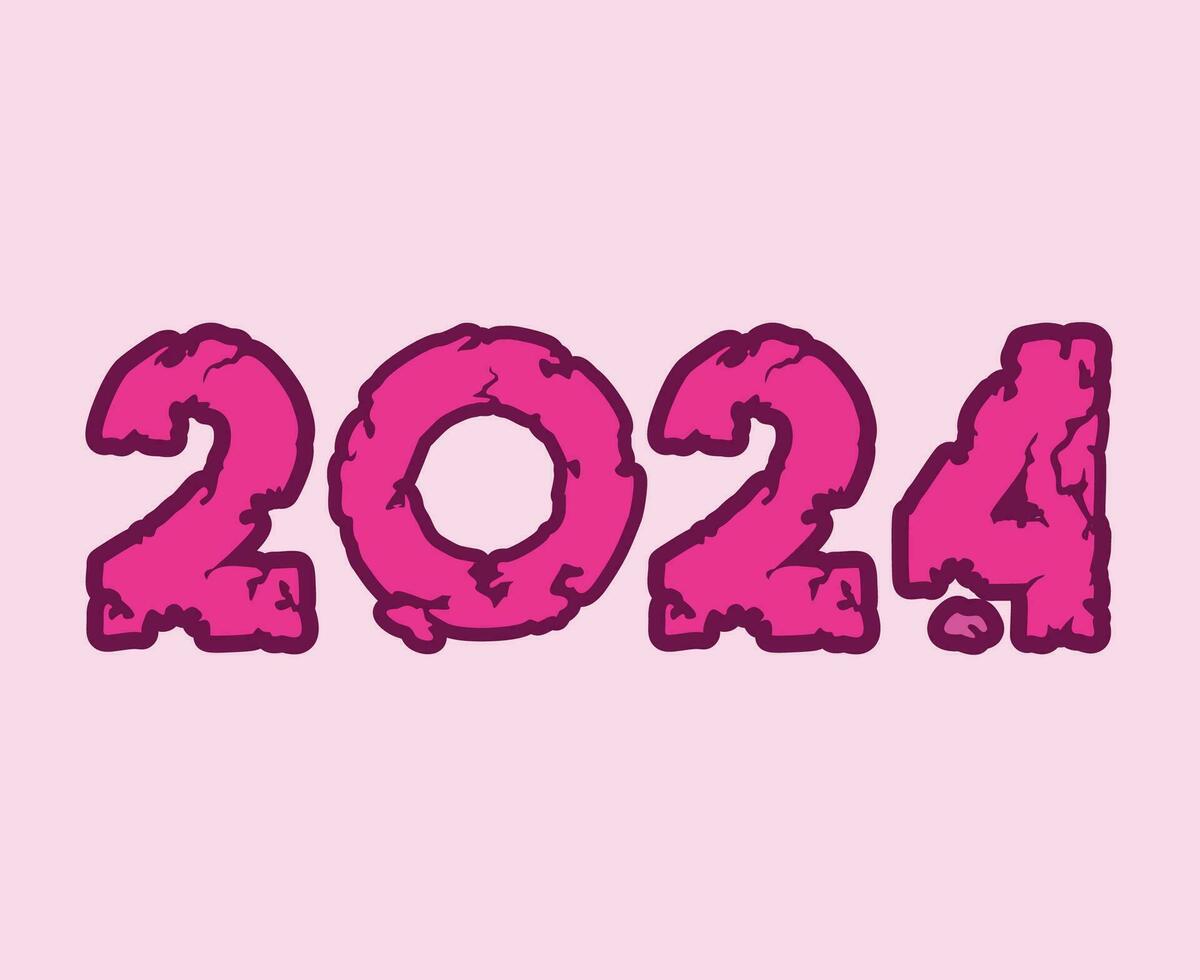 Lycklig ny år 2024 abstrakt lila och rosa grafisk design vektor logotyp symbol illustration