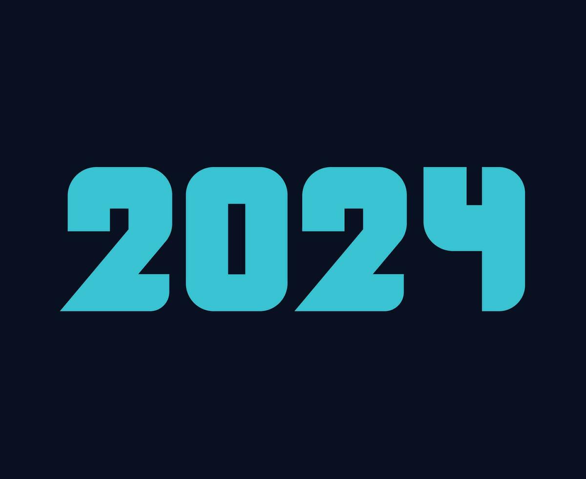 2024 glücklich Neu Jahr abstrakt cyan Grafik Design Vektor Logo Symbol Illustration mit Blau Hintergrund
