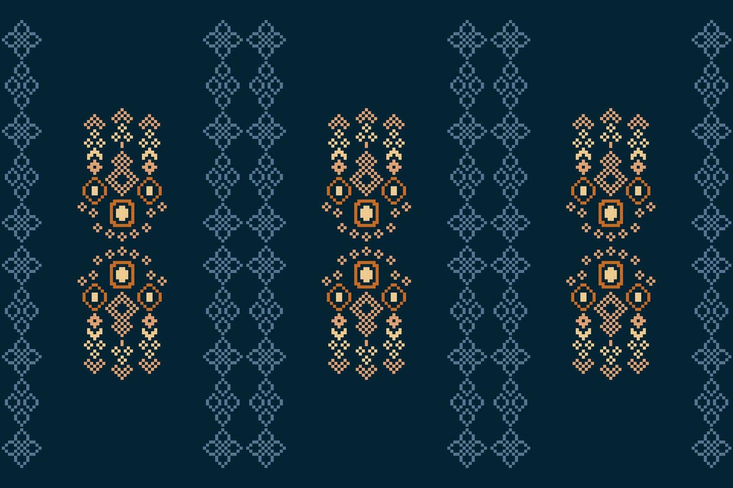 etnisk geometrisk tyg mönster korsa stitch.ikat broderi etnisk orientalisk pixel mönster blå bakgrund. abstrakt, vektor, illustration. textur, kläder, ram, dekoration, motiv, siden tapet. vektor