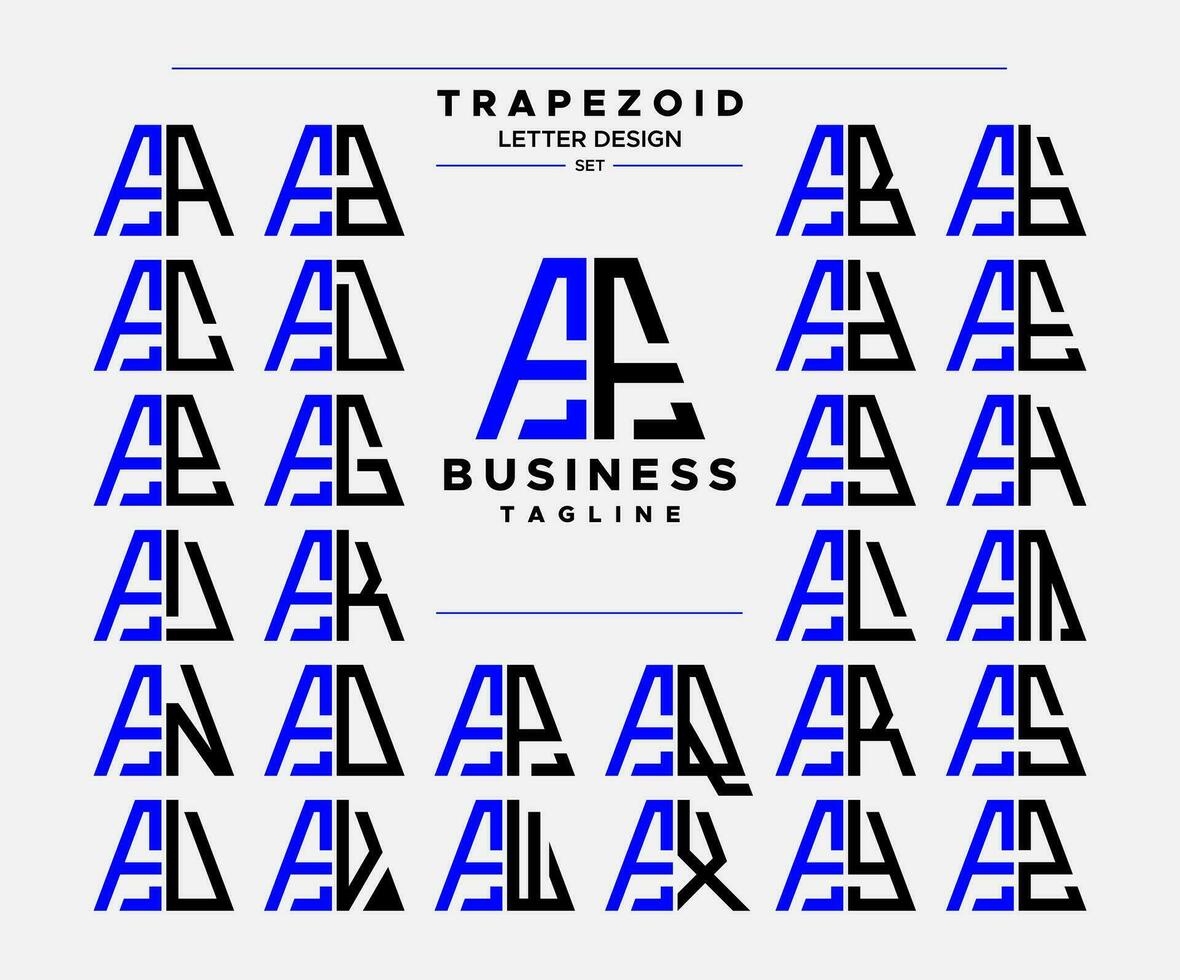 modern linje abstrakt trapezoid brev f ff logotyp design uppsättning vektor