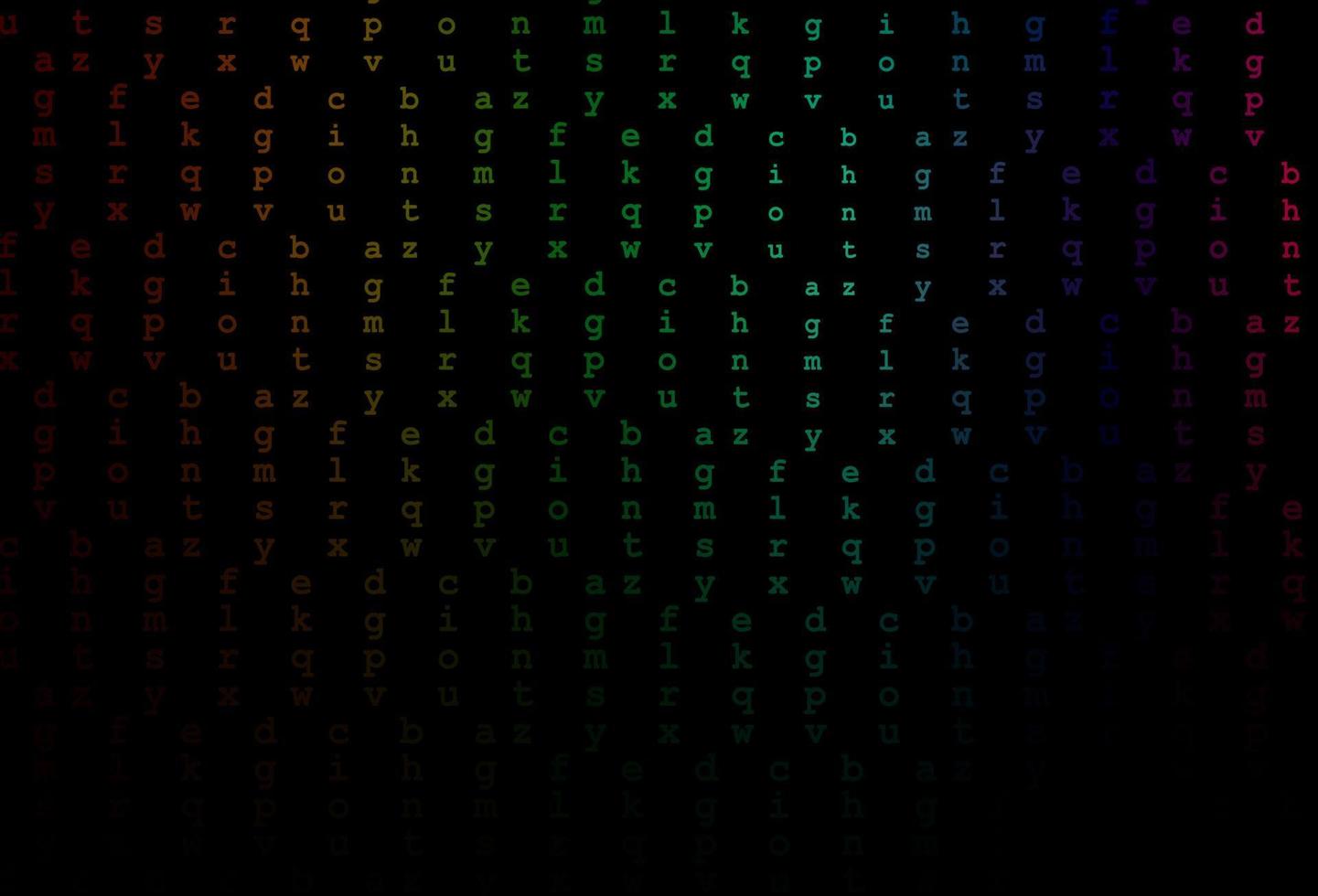 dunkle mehrfarbige, regenbogenfarbene Vektorvorlage mit isolierten Buchstaben. vektor