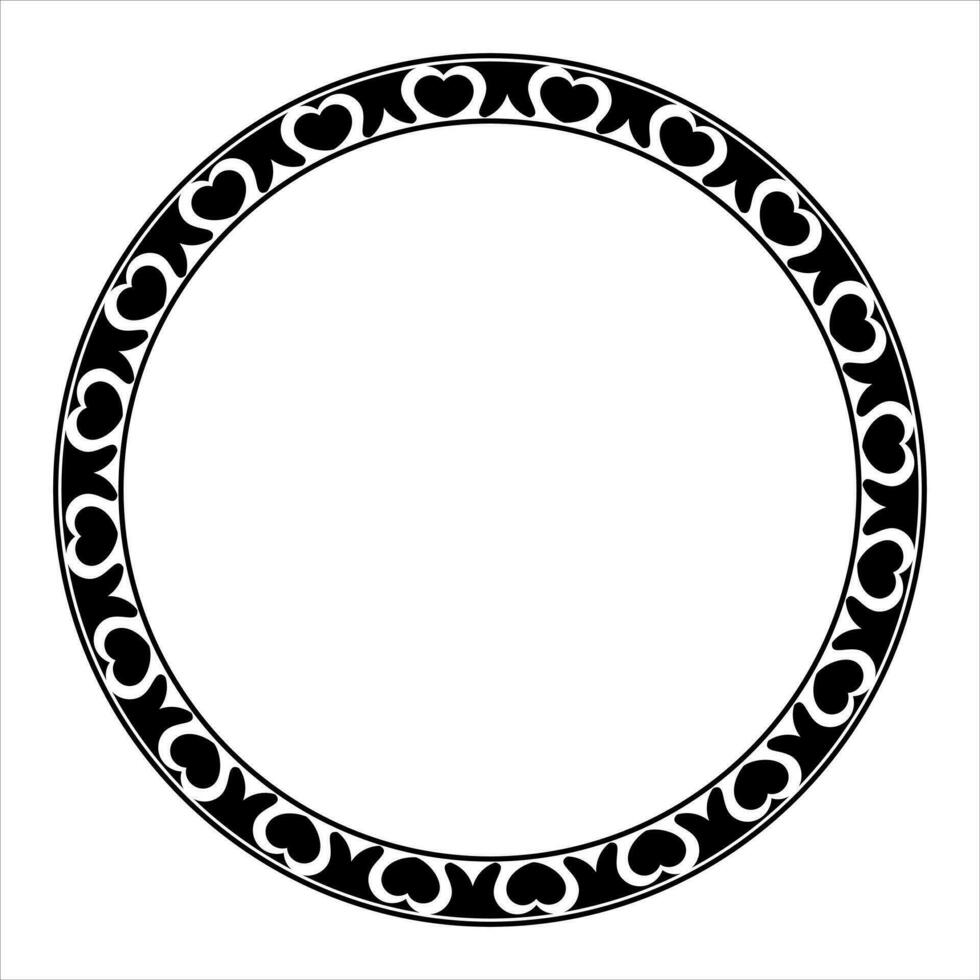 dekorativ gräns runda ram svart och vit vektor