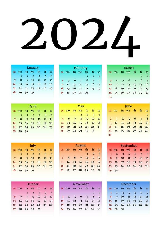 kalender för 2024 isolerat på en vit bakgrund vektor