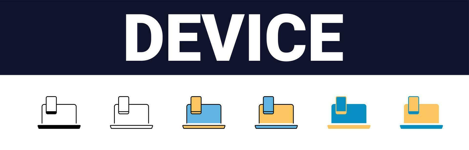 Computer Technologie Symbol. Linie, Glyphe und gefüllt Gliederung bunt Ausführung, Monitor Anzeige Bildschirm Gliederung und gefüllt Vektor unterzeichnen. Symbol, Logo Illustration. anders Stil Symbole Satz. Vektor Grafik