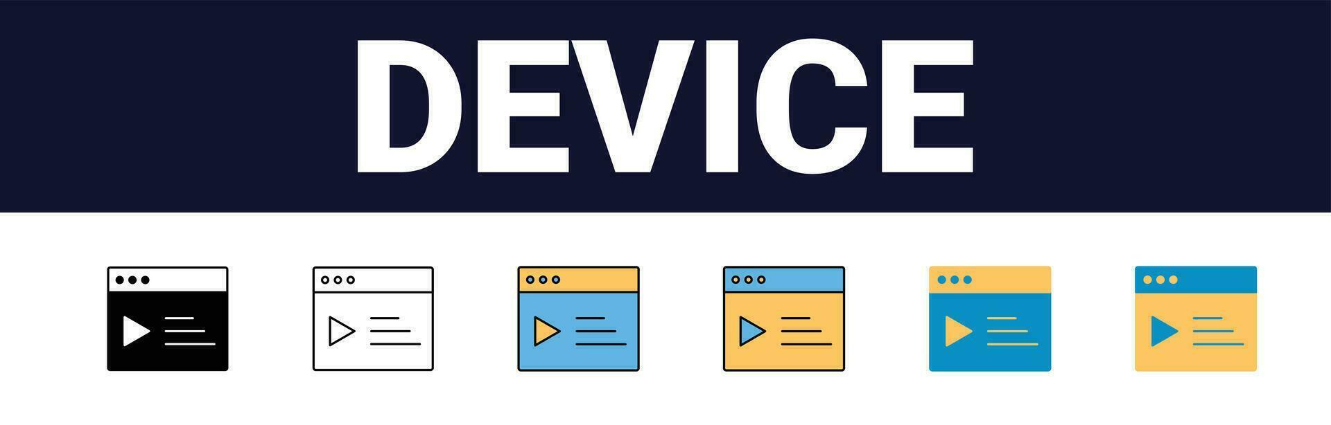 Computer Technologie Symbol. Linie, Glyphe und gefüllt Gliederung bunt Ausführung, Monitor Anzeige Bildschirm Gliederung und gefüllt Vektor unterzeichnen. Symbol, Logo Illustration. anders Stil Symbole Satz. Vektor Grafik