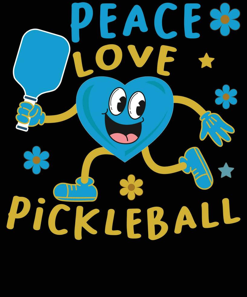 Frieden Liebe Pickleball t Hemd Design vektor