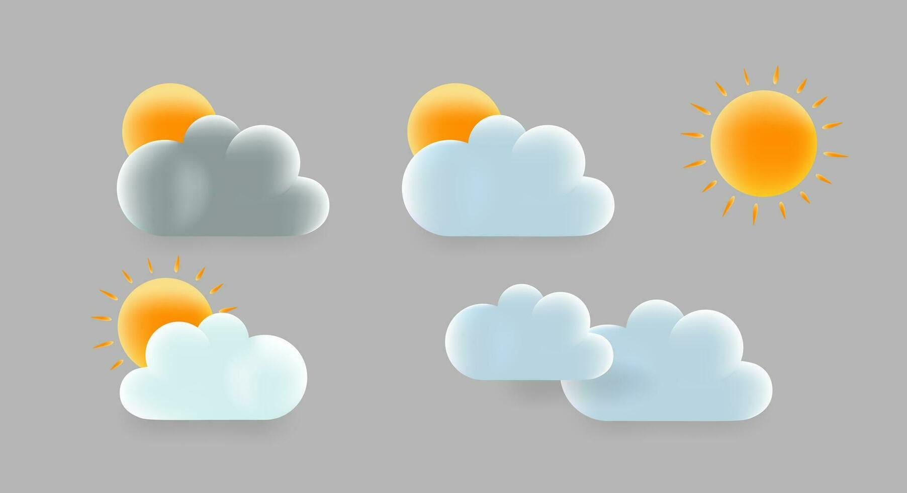tecknad moln väder ikon uppsättning. vektor