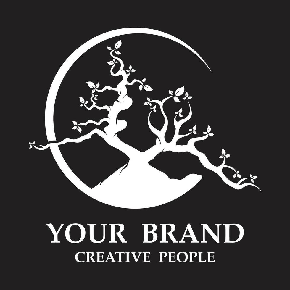 bonsai logotyp mall vektor illustration design