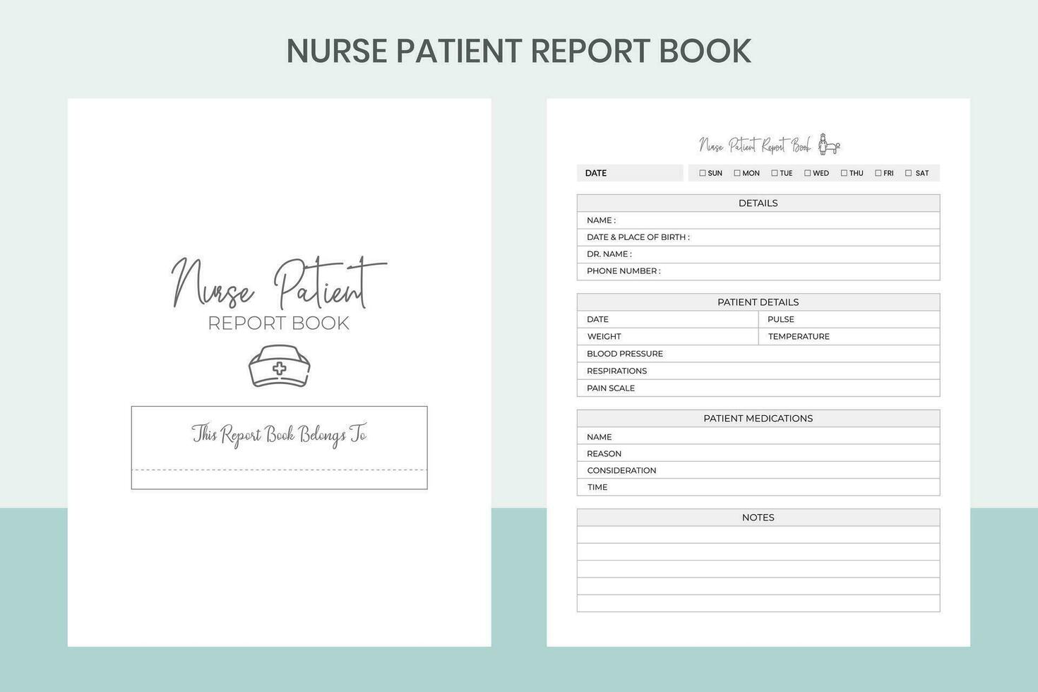 Krankenschwester geduldig Bericht Buch Profi Vorlage vektor