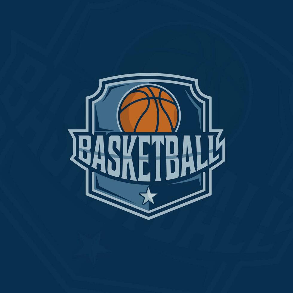 Basketball Logo Emblem Vektor Illustration Vorlage Symbol Grafik Design. Sport Zeichen oder Symbol zum Mannschaft oder Verein mit modern Stil Konzept mit Typografie