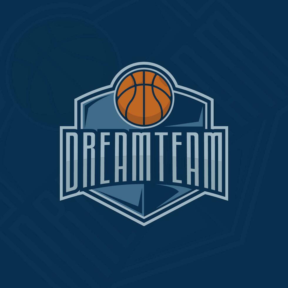 basketboll logotyp emblem vektor illustration mall ikon grafisk design. sport tecken eller symbol för team eller klubb med modern stil begrepp med typografi