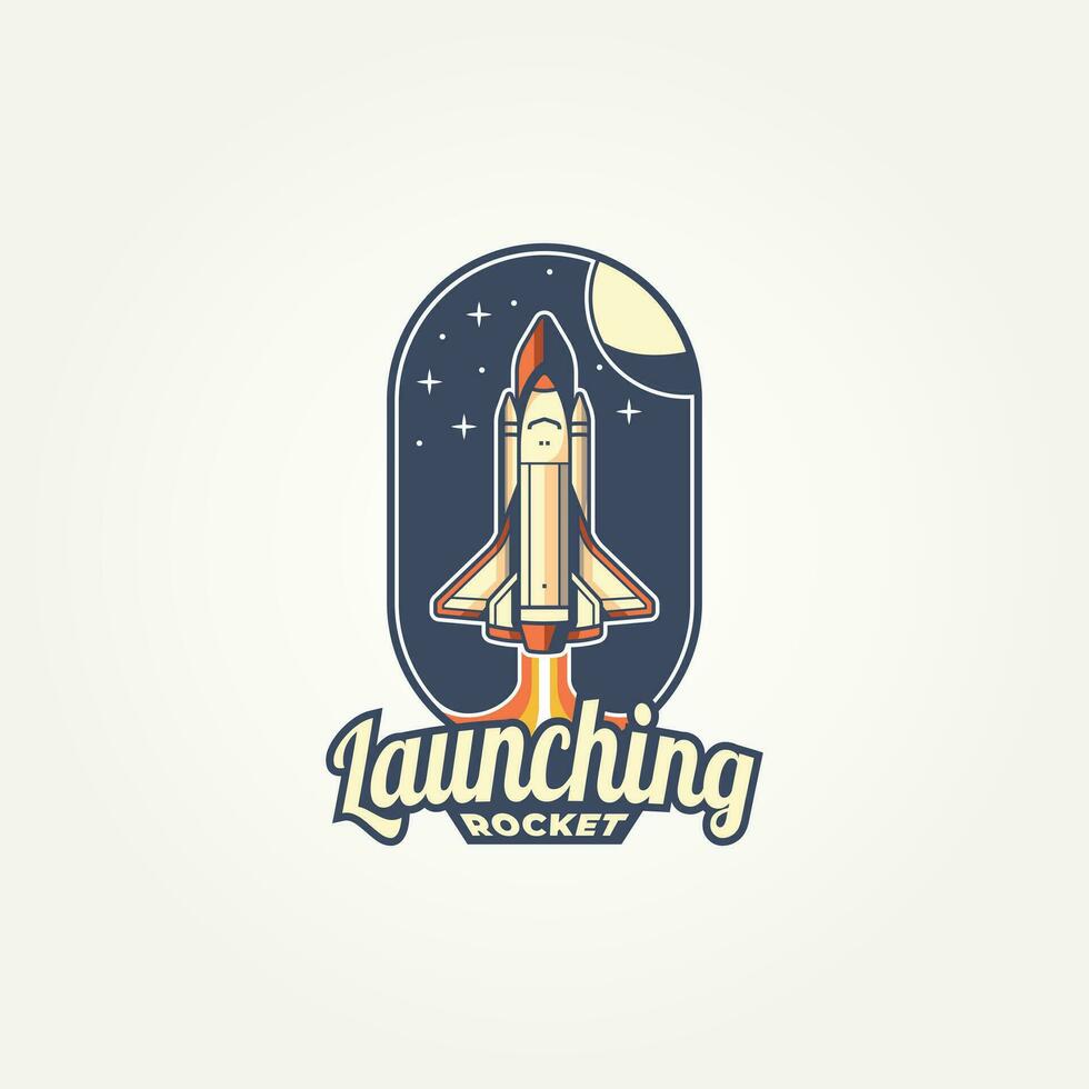 Rakete starten Jahrgang Abzeichen Logo Vorlage Vektor Illustration Design