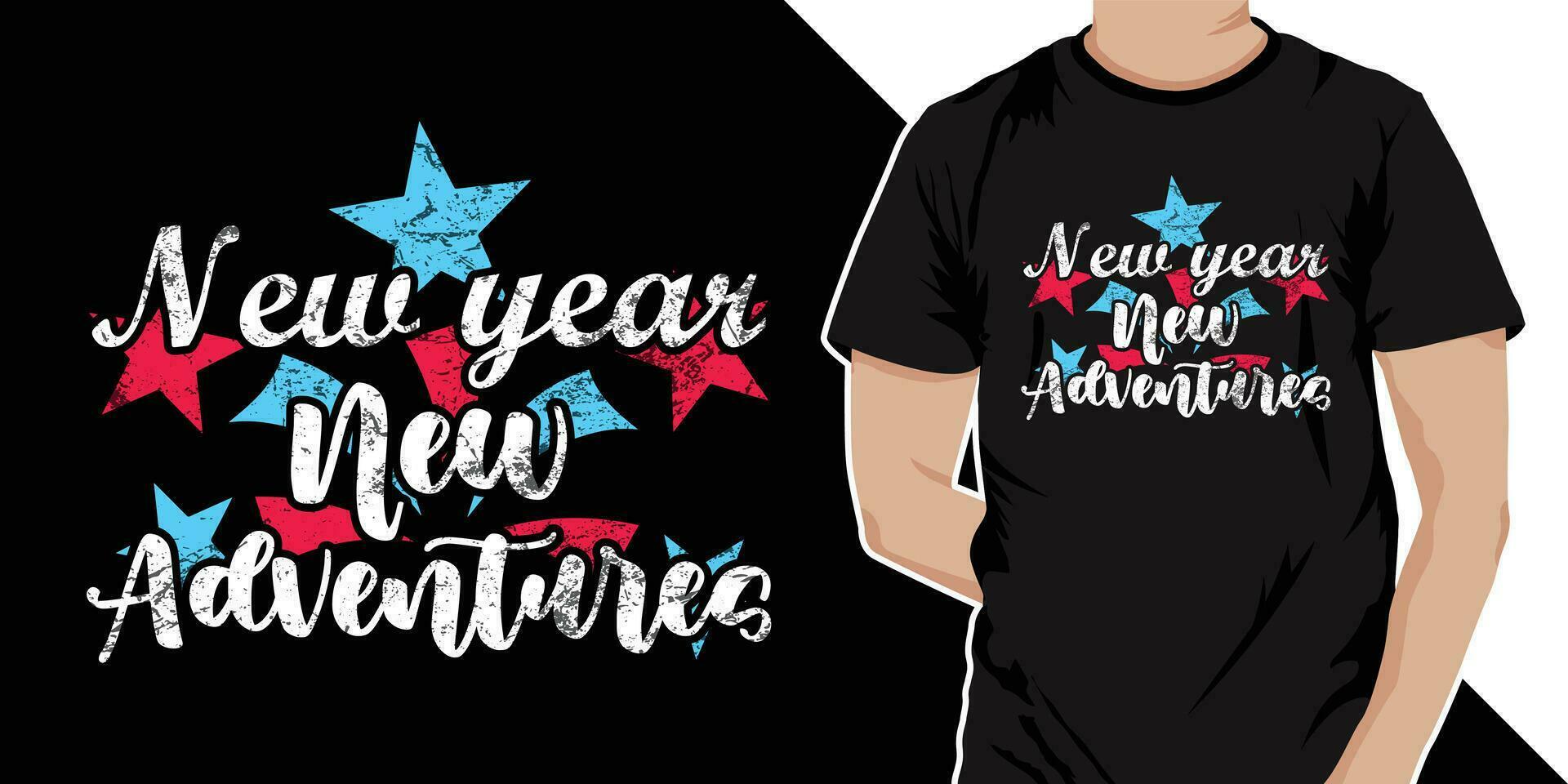 Neu Jahr Neu Abenteuer - - Typografie Jahrgang Grafik glücklich Neu Jahr t Hemd Design. glücklich Neu Jahr 2024 t Hemd Design vektor