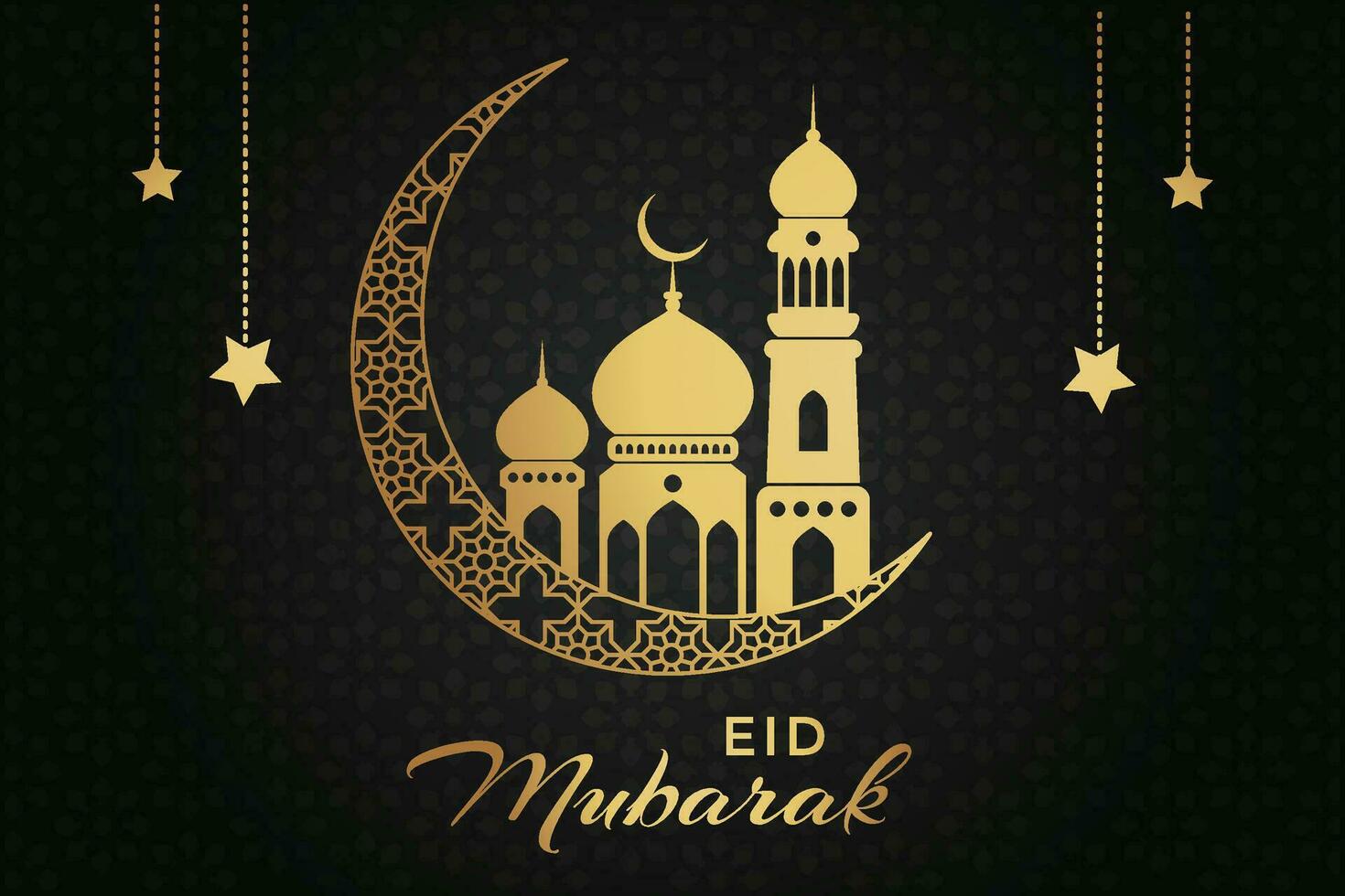 eid mubarak hälsning kort med moské och halvmåne vektor