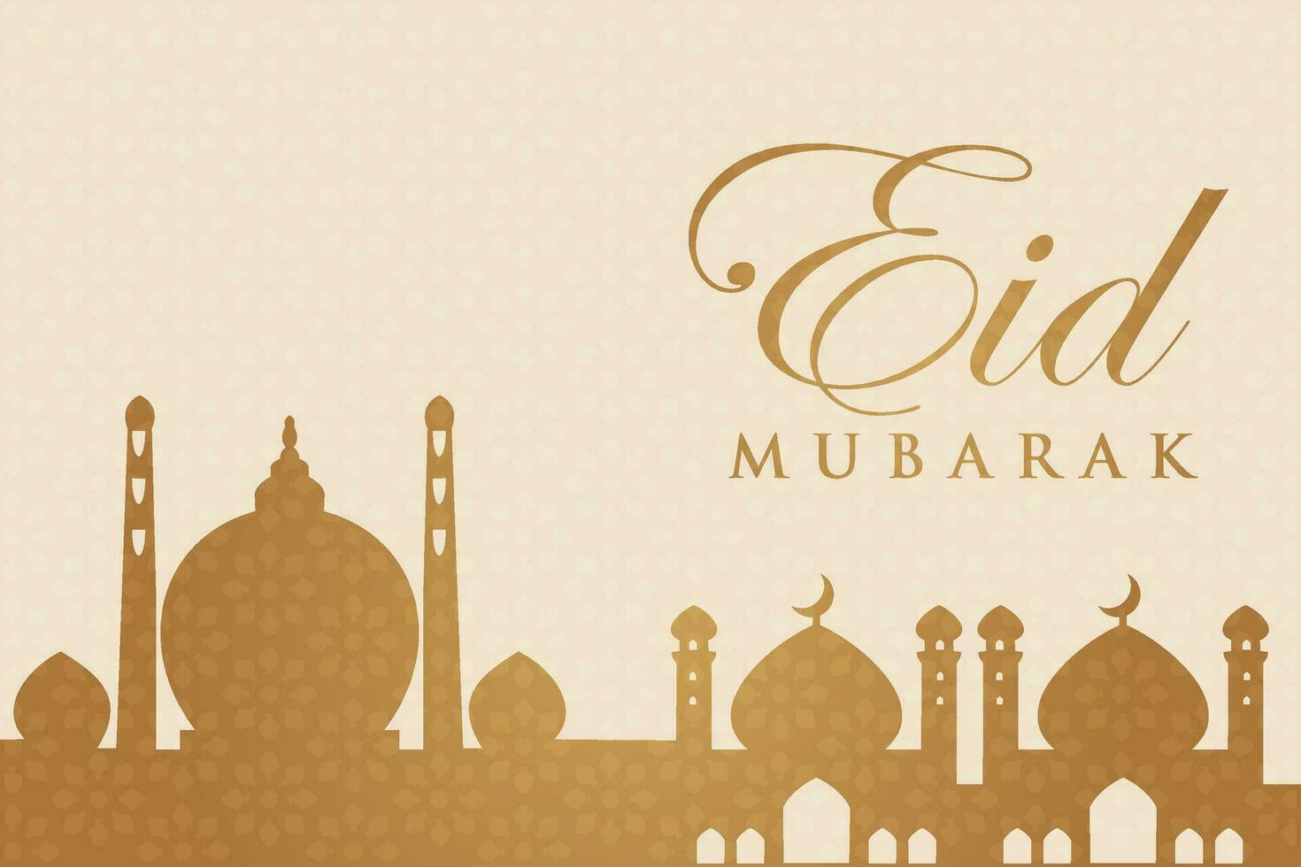 eid mubarak hälsning kort med moské silhuett vektor illustration