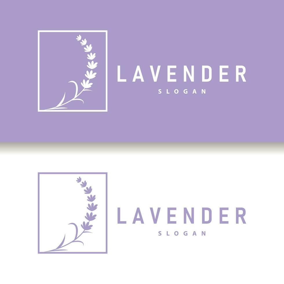 Lavendel Logo elegant lila Blume Pflanze Illustration Blumen- Ornament Design vektor