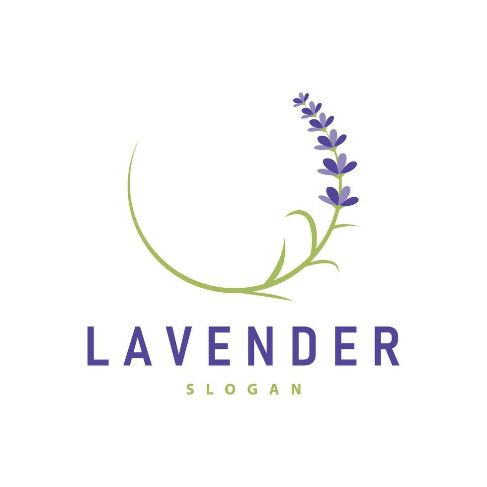 lavendel- logotyp elegant lila blomma växt illustration blommig prydnad design vektor