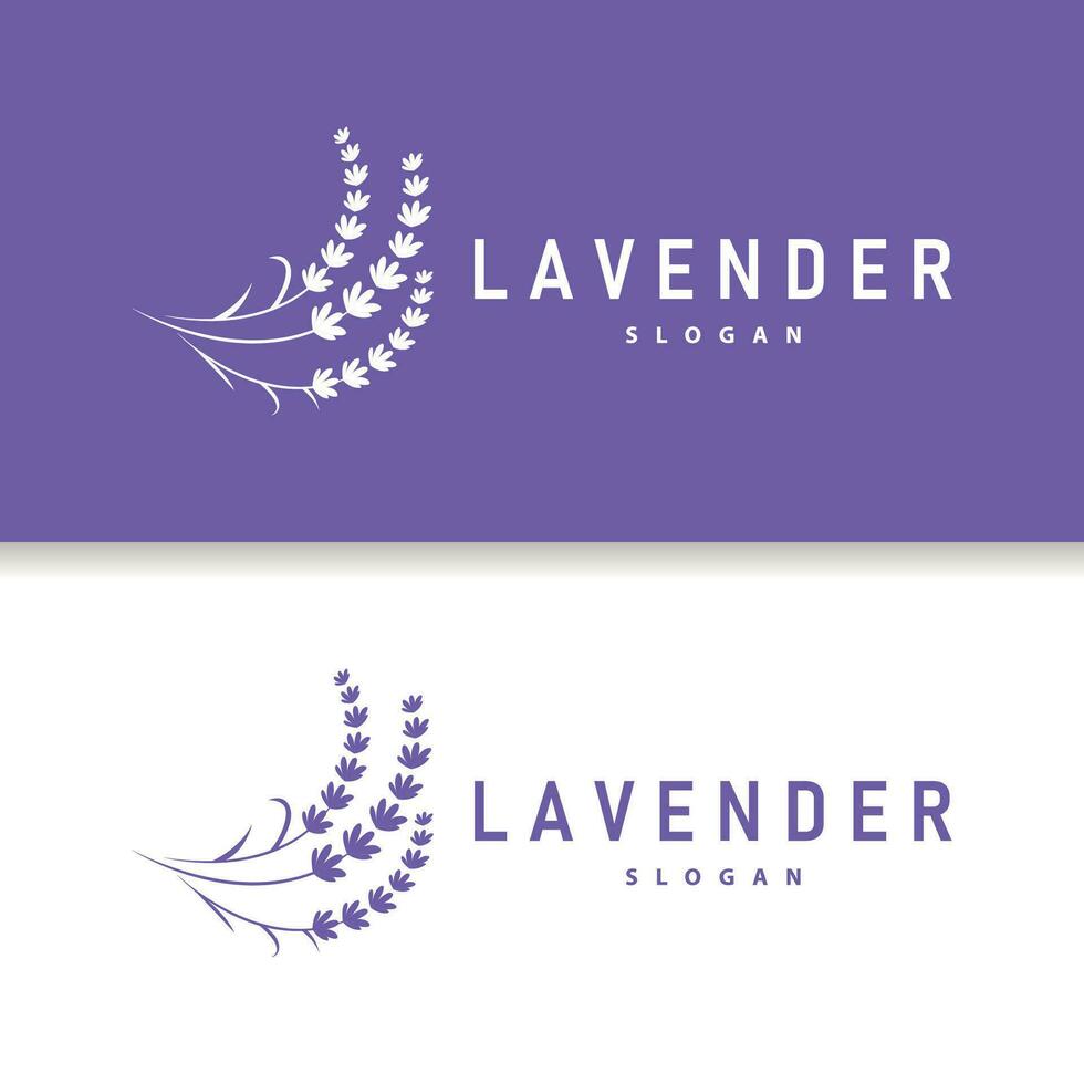 lavendel- logotyp elegant lila blomma växt illustration blommig prydnad design vektor