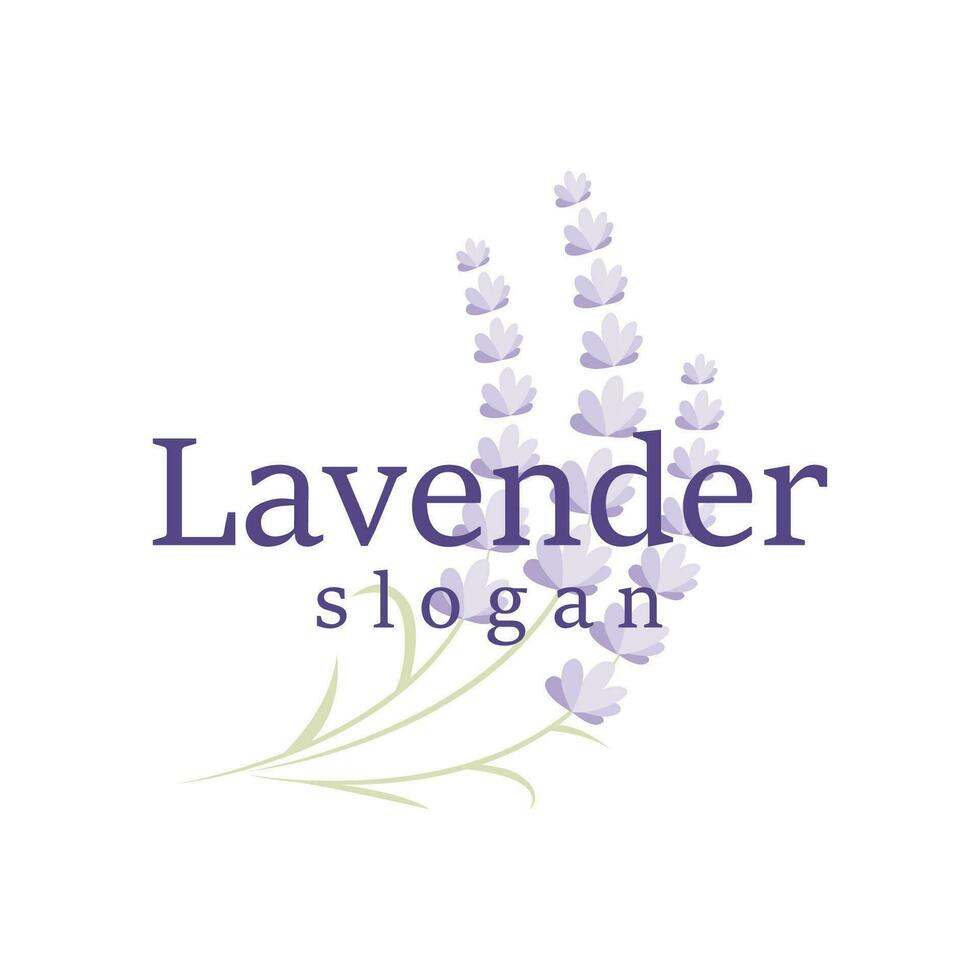 lavendel- logotyp elegant lila blomma växt illustration blommig prydnad design vektor