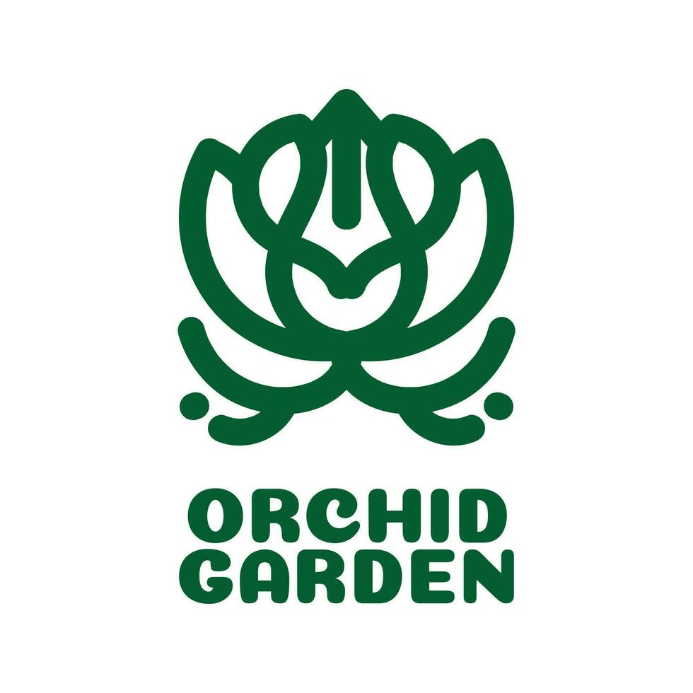 Orchidee Garten Grün Natur Logo Konzept Design Illustration vektor