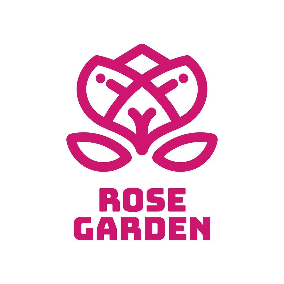 Rosa Rose Garten Schönheit Blume Logo Konzept Design Illustration vektor