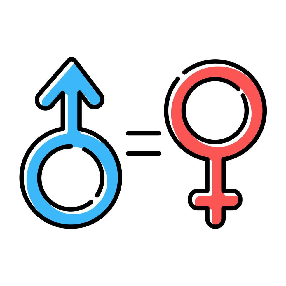 Farbsymbole für die Gleichstellung der Geschlechter gesetzt vektor