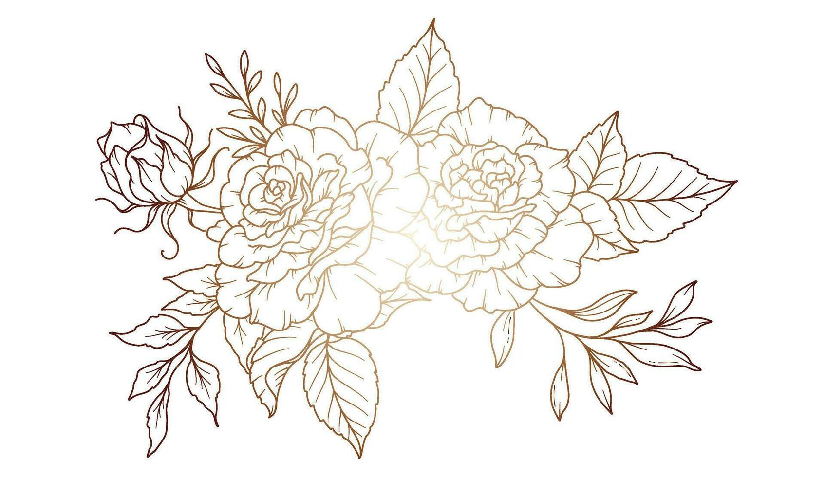 Rose Linie Zeichnung. schwarz und Weiß Blumen- Blumensträuße. Blume Färbung Buchseite. Blumen- Linie Kunst. fein Linie Rose Blume Illustration. Hand gezeichnet Blumen. botanisch Färbung. Hochzeit Einladung Blumen vektor