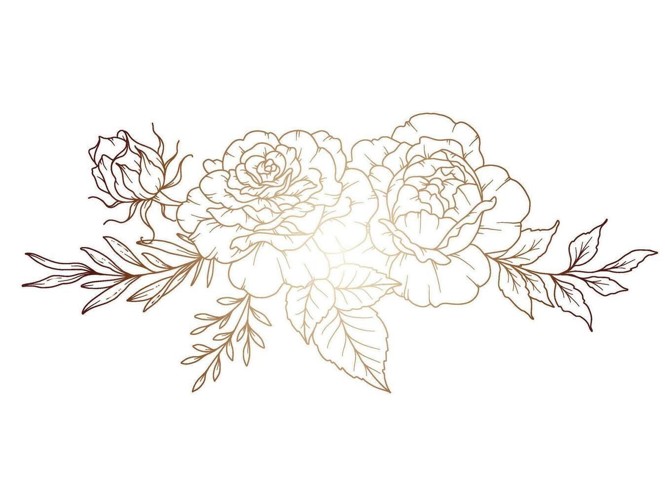 Rose Linie Zeichnung. schwarz und Weiß Blumen- Blumensträuße. Blume Färbung Buchseite. Blumen- Linie Kunst. fein Linie Rose Blume Illustration. Hand gezeichnet Blumen. botanisch Färbung. Hochzeit Einladung Blumen vektor