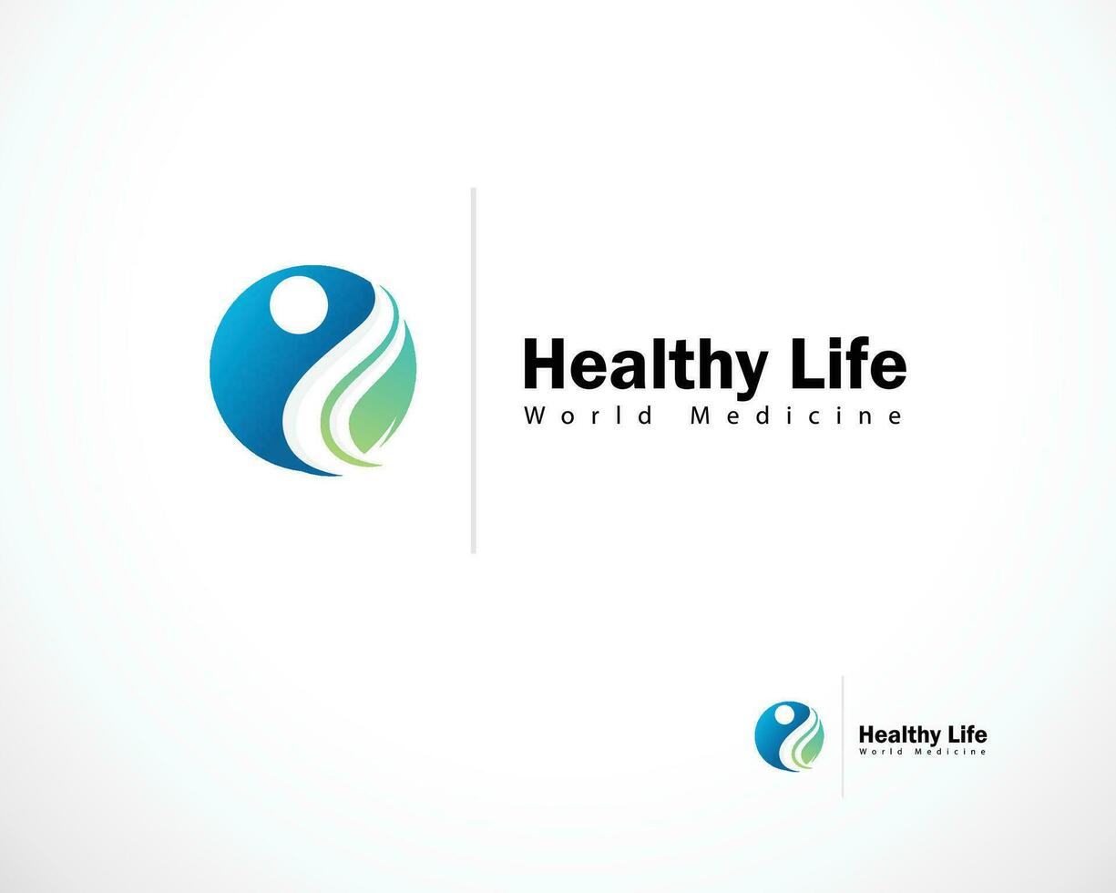 gesund Leben Logo kreativ Design Konzept Natur medizinisch Kräuter- verlassen Konzept modern Welt Gesundheit vektor