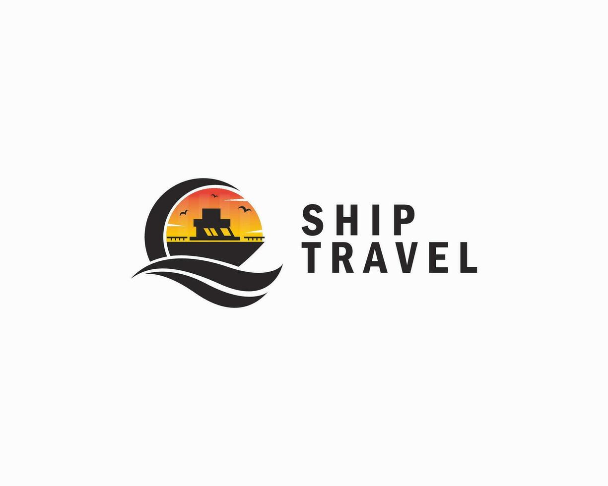 Schiff Logo kreativ Transport Reise Zeichnung Kunst Illustration Design vektor