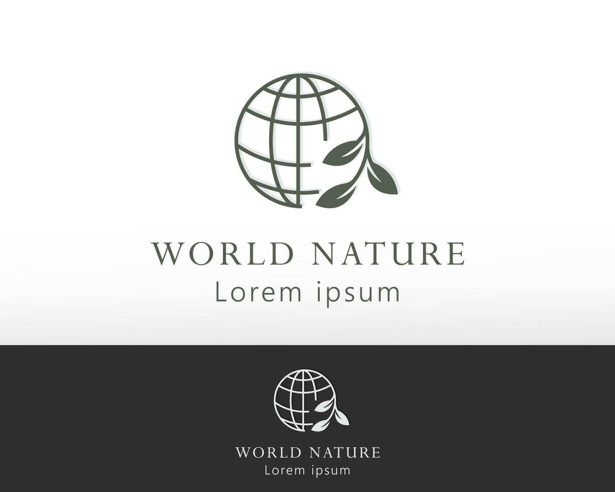 värld natur logotyp klot kreativ logotyp enkel kreativ värld lämna kreativ logotyp vektor