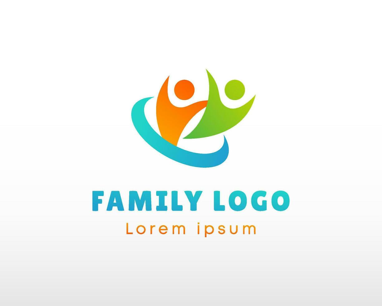 familj vård logotyp roligt familj kreativ logotyp vektor