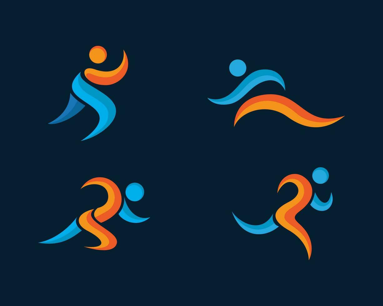 atletisk uppsättning logotyp springa uppsättning logotyp ikon sport Färg logotyp kreativ sport logotyp vektor