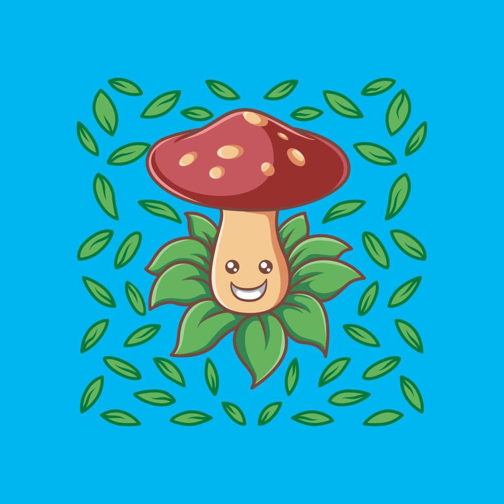 Lächeln Pilz Cartoon. perfekt für Logo-Illustration vektor