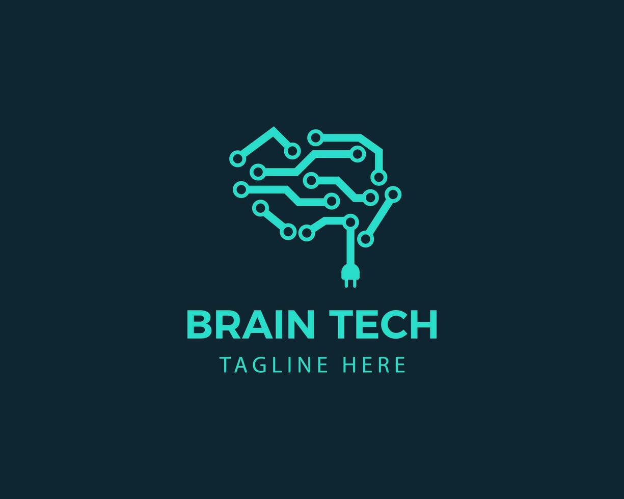 hjärna tech logotyp kreativ hjärna logotyp linje hjärna logotyp hjärna enkel logotyp vektor