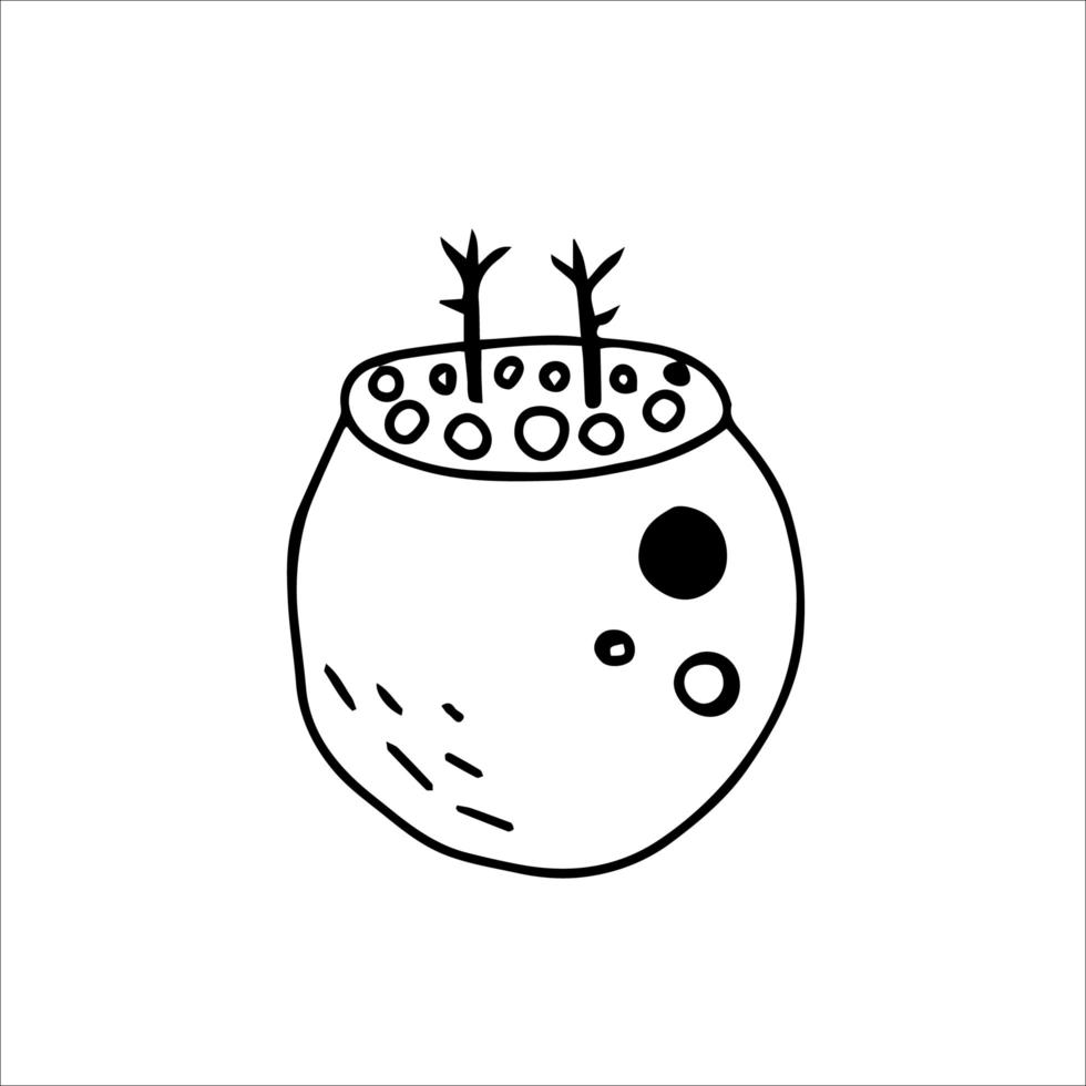 isolierte handgezeichnete Vektorgrafik von Kessel mit Trank im Doodle-Stil. Halloweens magisches Element für Festivaldesign, Einladung, Grußkarte, Poster. grafisches Element. vektor