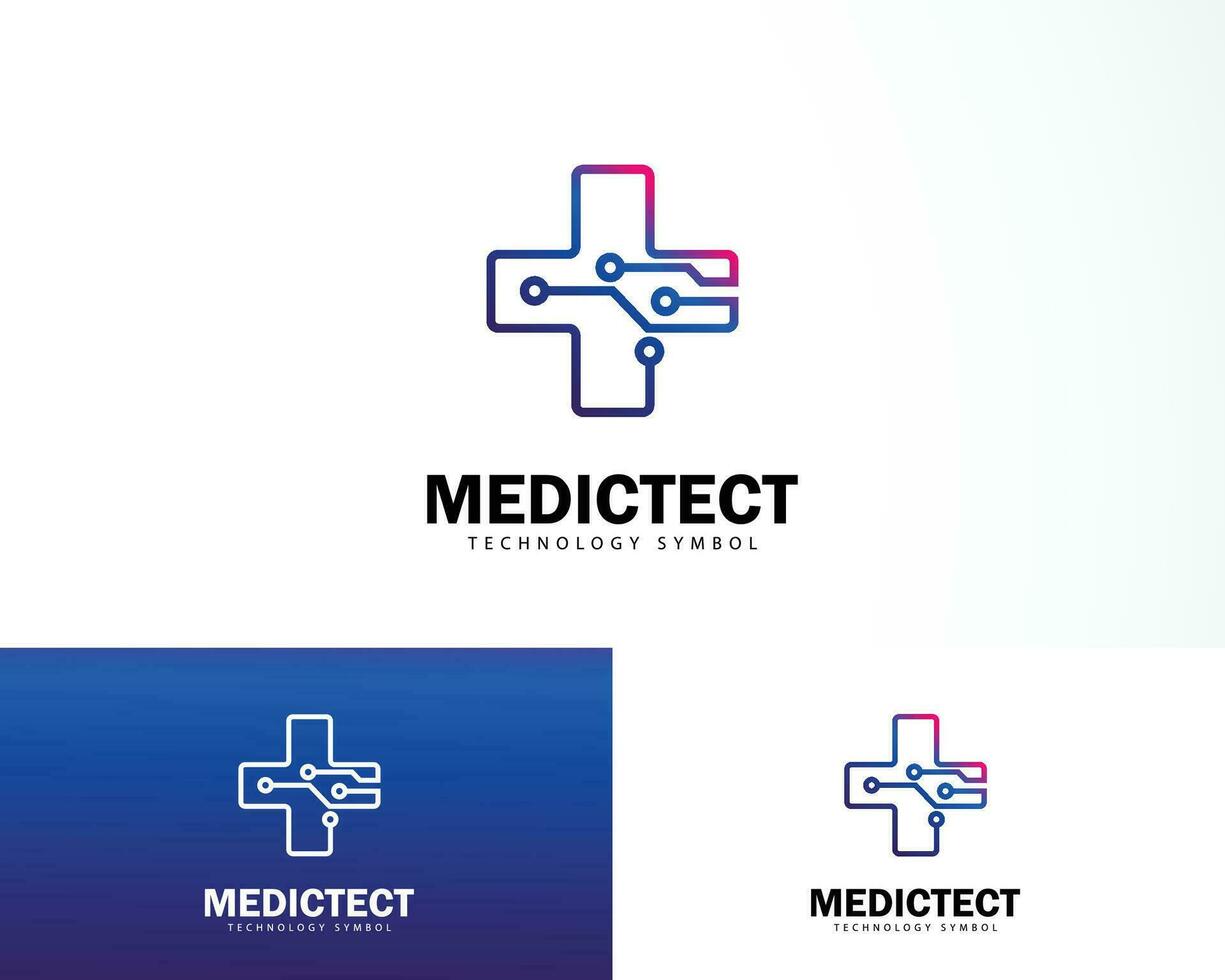 Gesundheit Technologie Logo kreativ Linie Idee Konzept Zeichen Symbol vektor