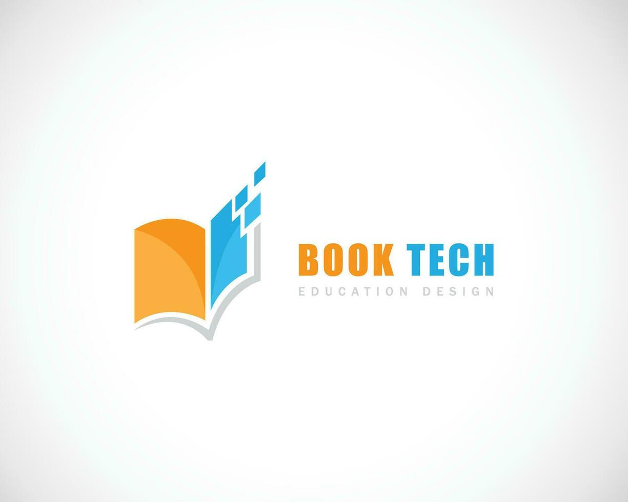 Buch Technik Logo kreativ Design Konzept Pixel Bildung Technologie vektor