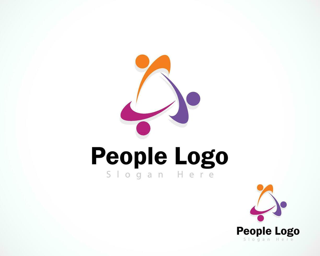 människor logotyp ikon design begrepp abstrakt ansluta geometrisk Färg ansluter nätverk team vektor