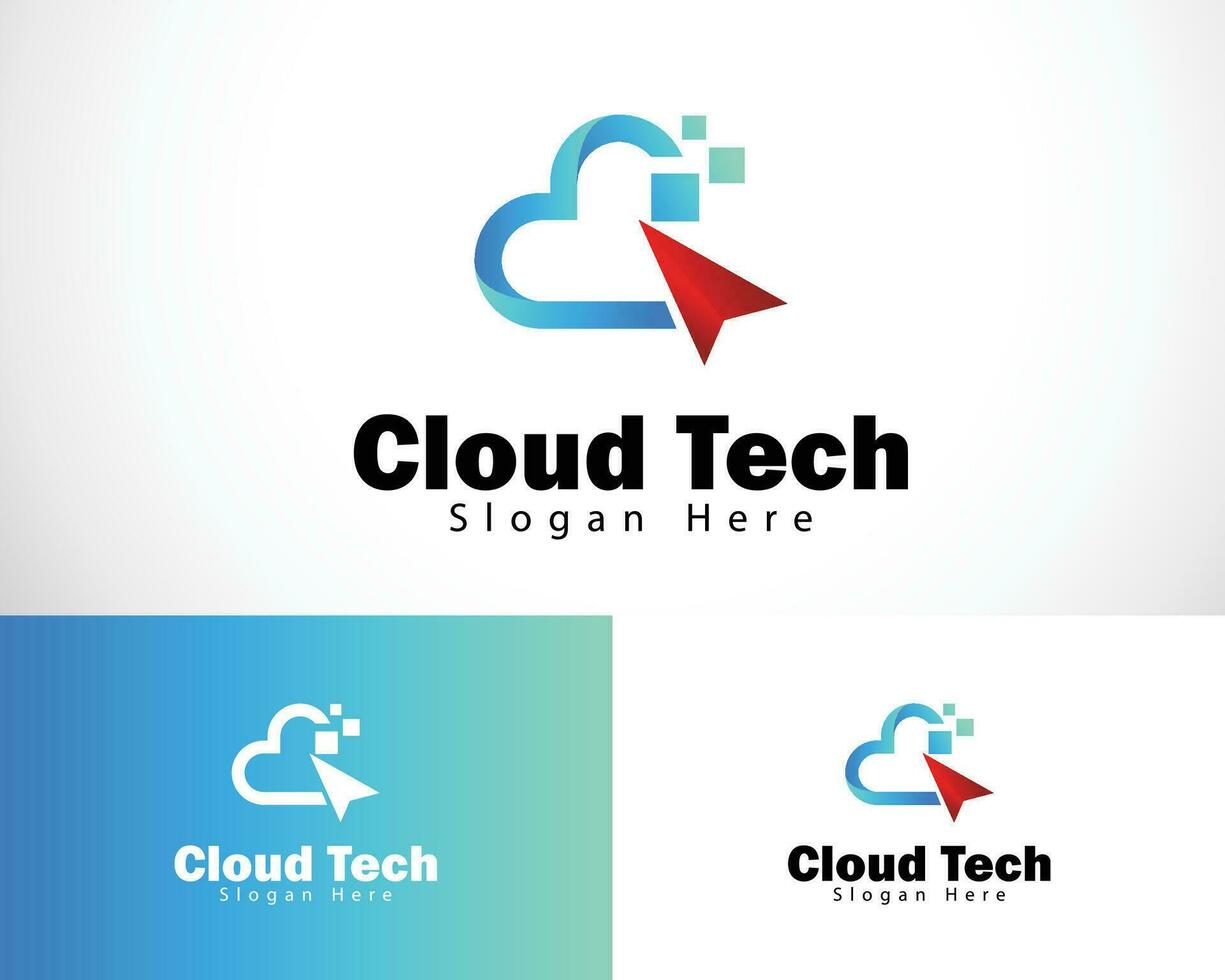 Wolke Technik Logo kreativ Design Konzept modern Pfeil Suche Digital Pixel Daten vektor