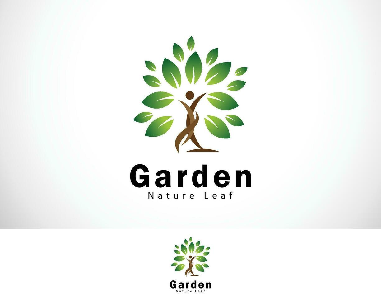 Garten Logo kreativ Natur Baum Menschen Blatt Logo kreativ Gesundheit Leben vektor