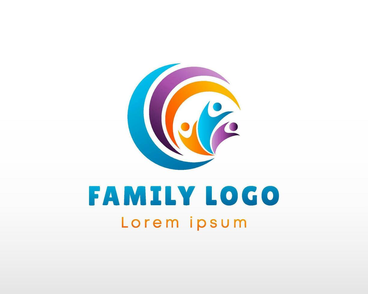 Familie Logo Spaß glücklich Familie Logo Pflege Familie vektor