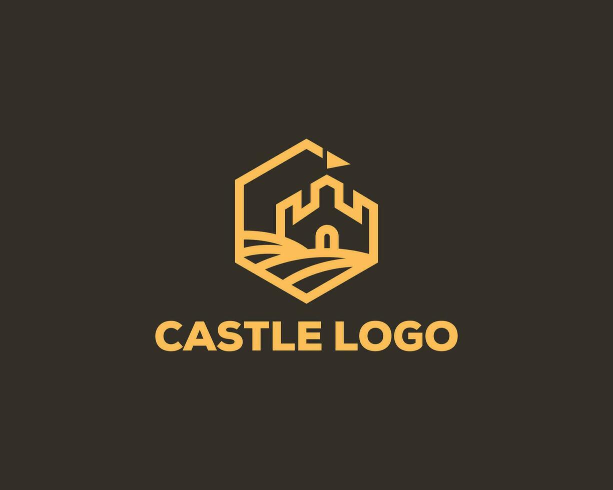 Schloss Logo kreativ einfach Linie Emblem vektor